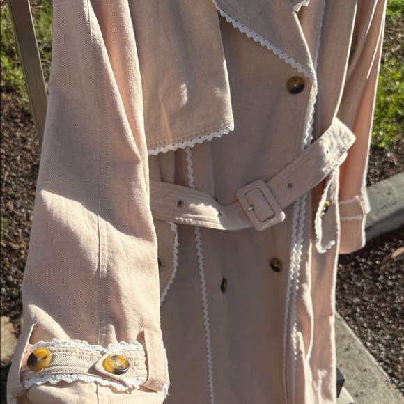 Avec Les Filles Pink Trench Coat with White Accents - Picture 5 of 9